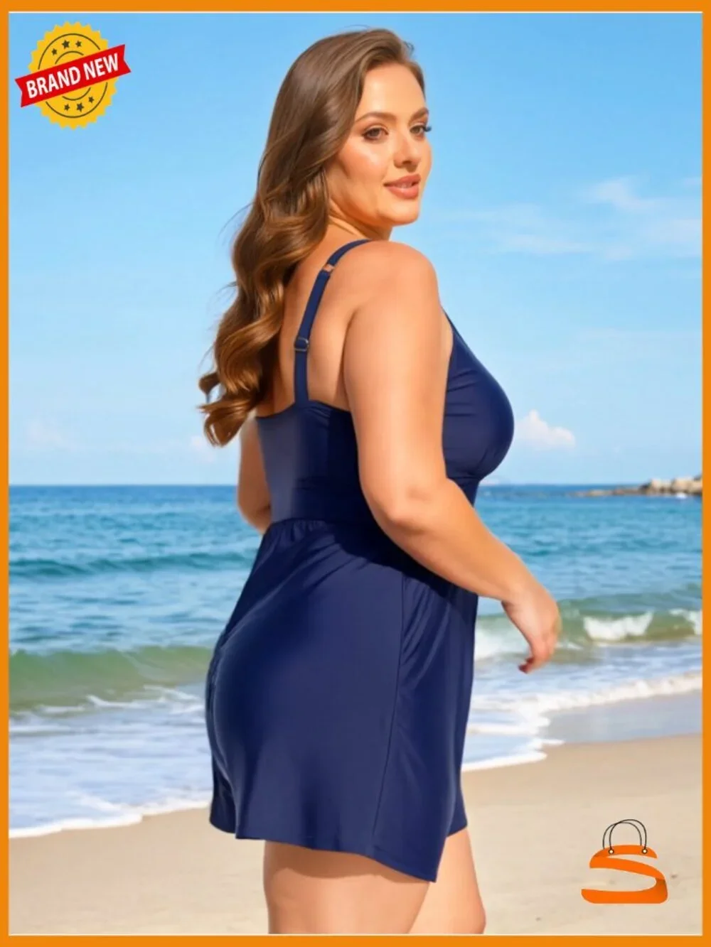Plus Size One Piece Swimsuit Swim Romper with Shorts and Pockets